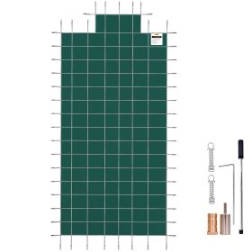 VEVOR Pool Safety Cover Fits 20x40ft Rectangle Inground Safety Pool Cover Green Mesh with 4x8ft Center End Steps Solid Pool Safety Cover for Swim