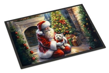 NEW Westie and Santa Claus Doormat Front Door Mat Indoor Outdoor Rugs for Entryway, Non Slip Washable Low Pile, 18H X 27W