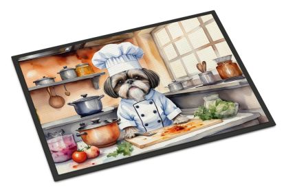 NEW Shih Tzu The Chef Doormat Front Door Mat Indoor Outdoor Rugs for Entryway, Non Slip Washable Low Pile, 18H X 27W