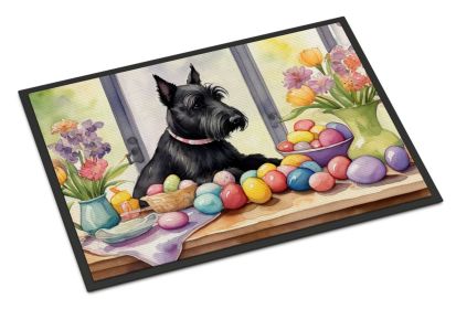 Decorating Easter Scottish Terrier Doormat Front Door Mat Indoor Outdoor Rugs for Entryway, Non Slip Washable Low Pile, 24H X 36W