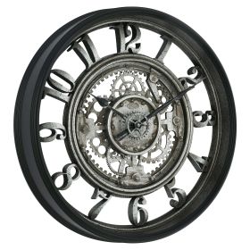 20" Indoor Rustic Metal Arabic Moving Gear Analog Wall Clock