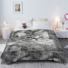 Cat Blankets For Cat Lovers Cute Cat Blanket For Girls Women Fleece Cat Sherpa Blanket Black And White Cat Print Blanket Fuzzy Cat Blanket Throw (Option: 130x100cm-Gray)