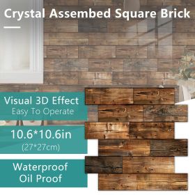 12 Pcs Wood Grain Wall Stickers Self Adhesive Stick On Backsplash PVC Peel And Stick Tiles For Kitchen Wall Bathroom Waterproof Kitchen Oil-Proof (PCS: 24MZ-5-136)